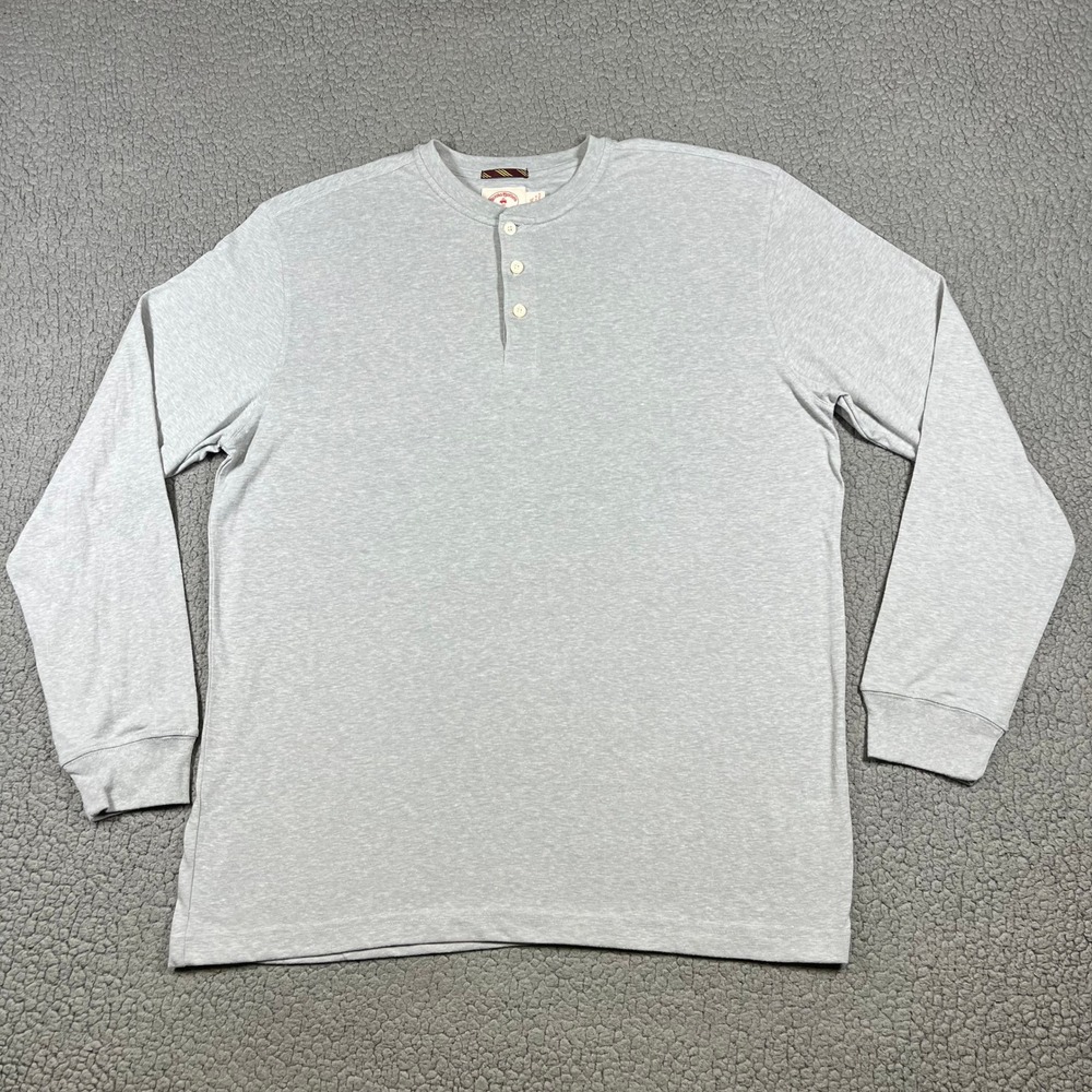 Brooks Brothers Henley Mens XXL Long Sleeve Cotton Blend Gray Casual Preppy